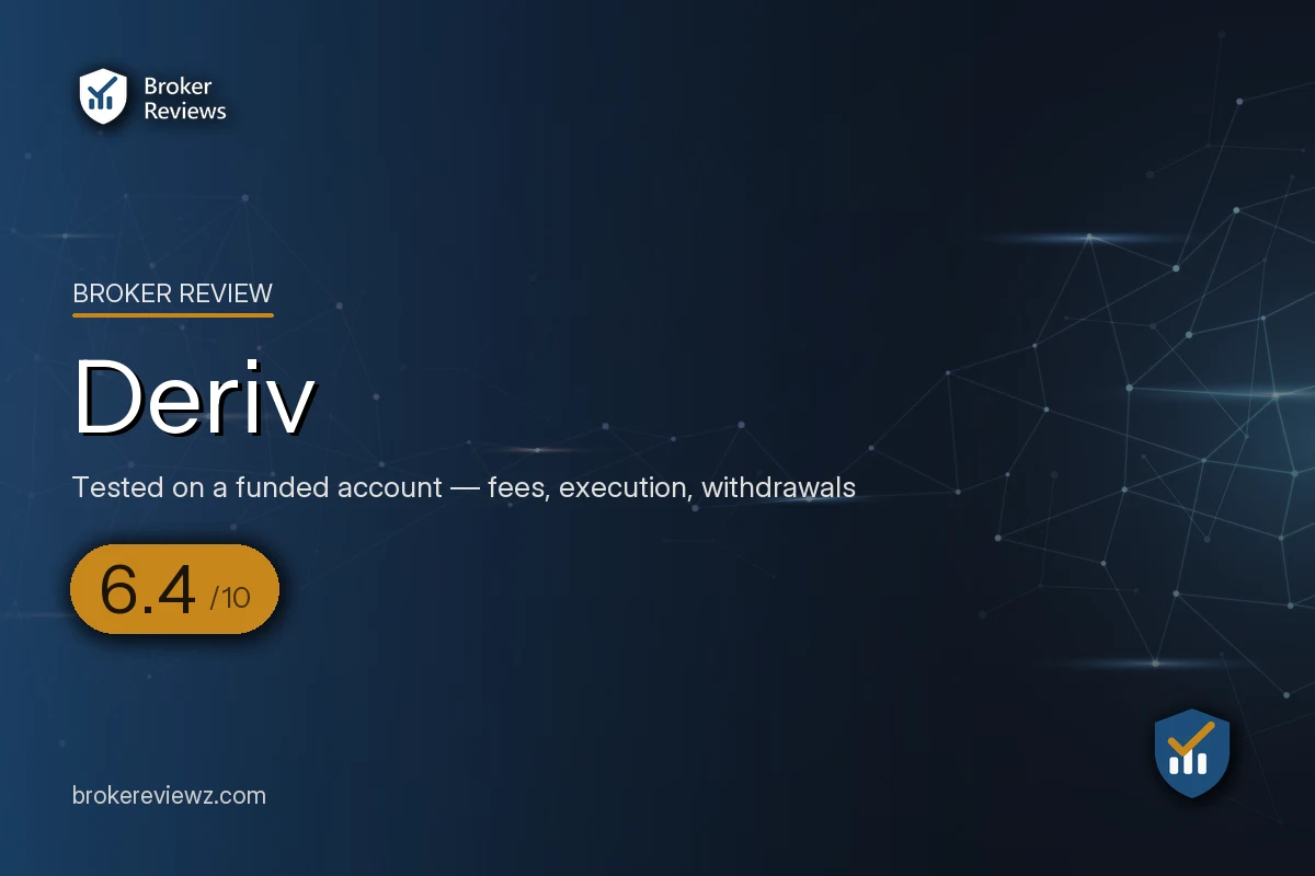 Deriv broker review by Broker Reviews, rated 6.4 out of 10