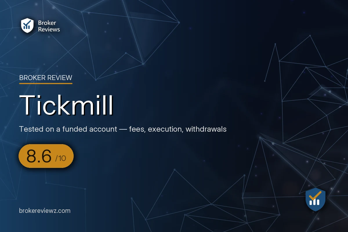 Tickmill broker review by Broker Reviews, rated 8.6 out of 10