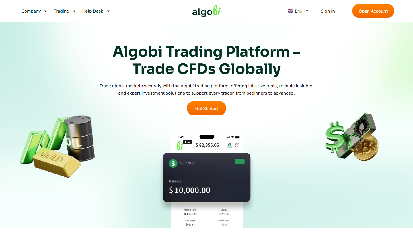 Algobi website homepage in English