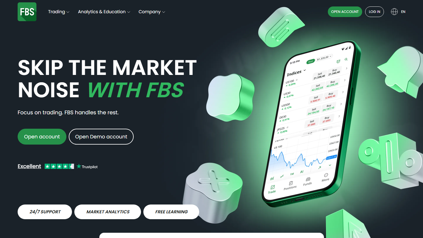 FBS website homepage in English