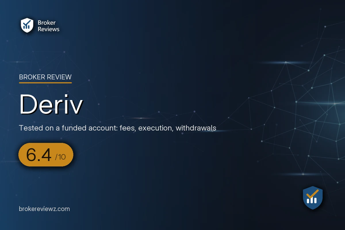 Deriv broker review by Broker Reviews, rated 6.4 out of 10