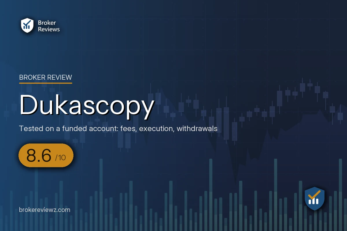 Dukascopy broker review by Broker Reviews, rated 8.6 out of 10