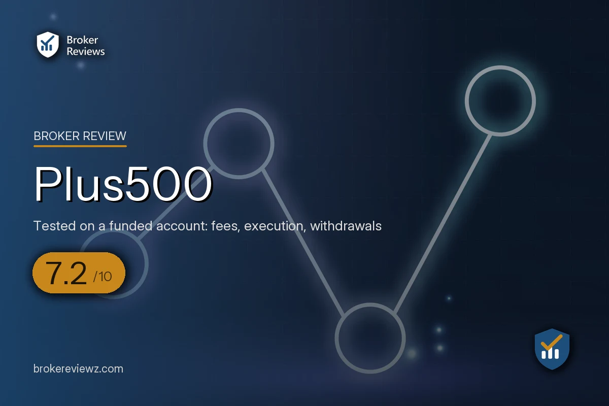 Plus500 broker review by Broker Reviews, rated 7.2 out of 10