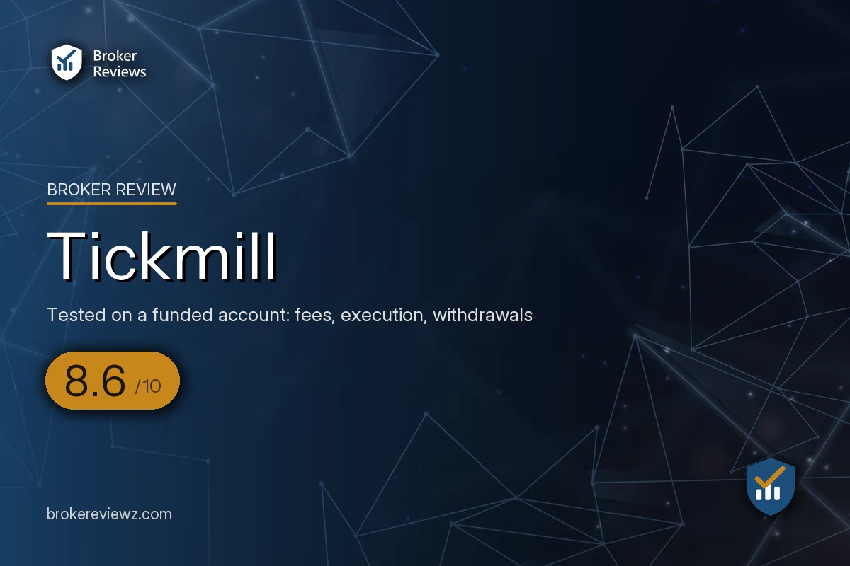 Tickmill broker review by Broker Reviews, rated 8.6 out of 10