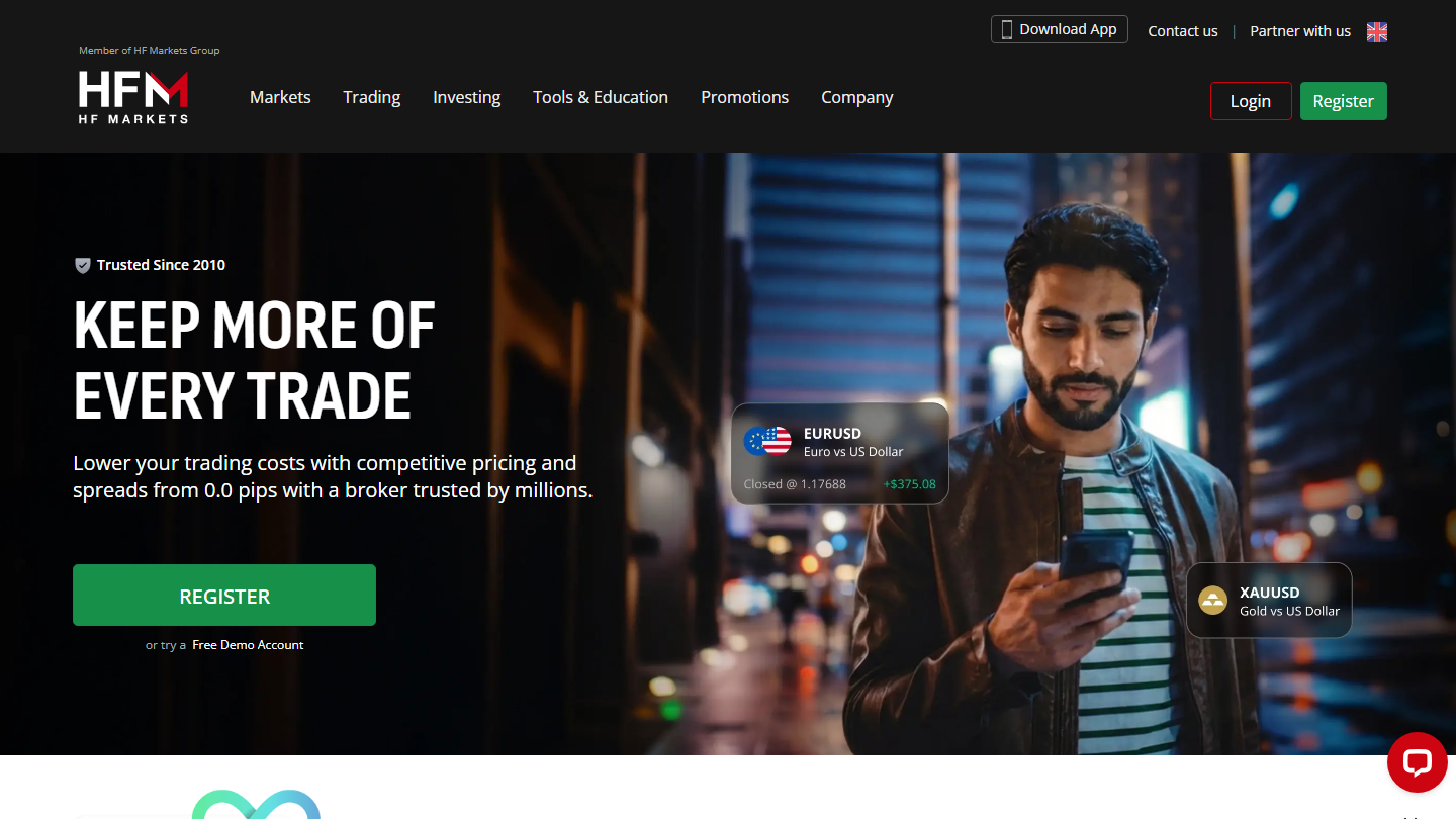 HFM website homepage in English
