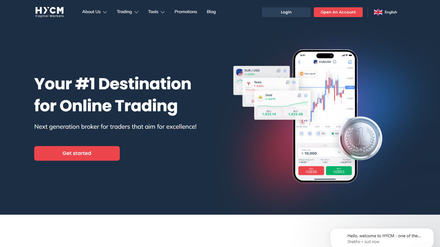 HYCM website homepage in English