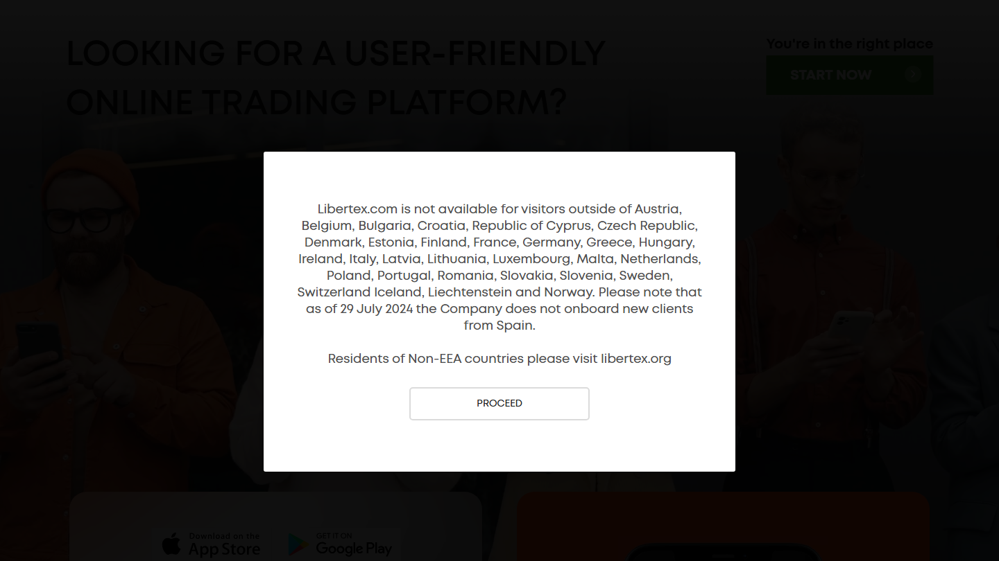 Libertex website homepage in English