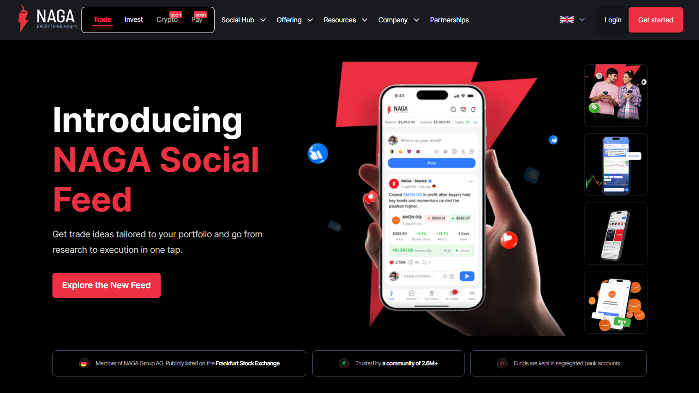 NAGA website homepage in English